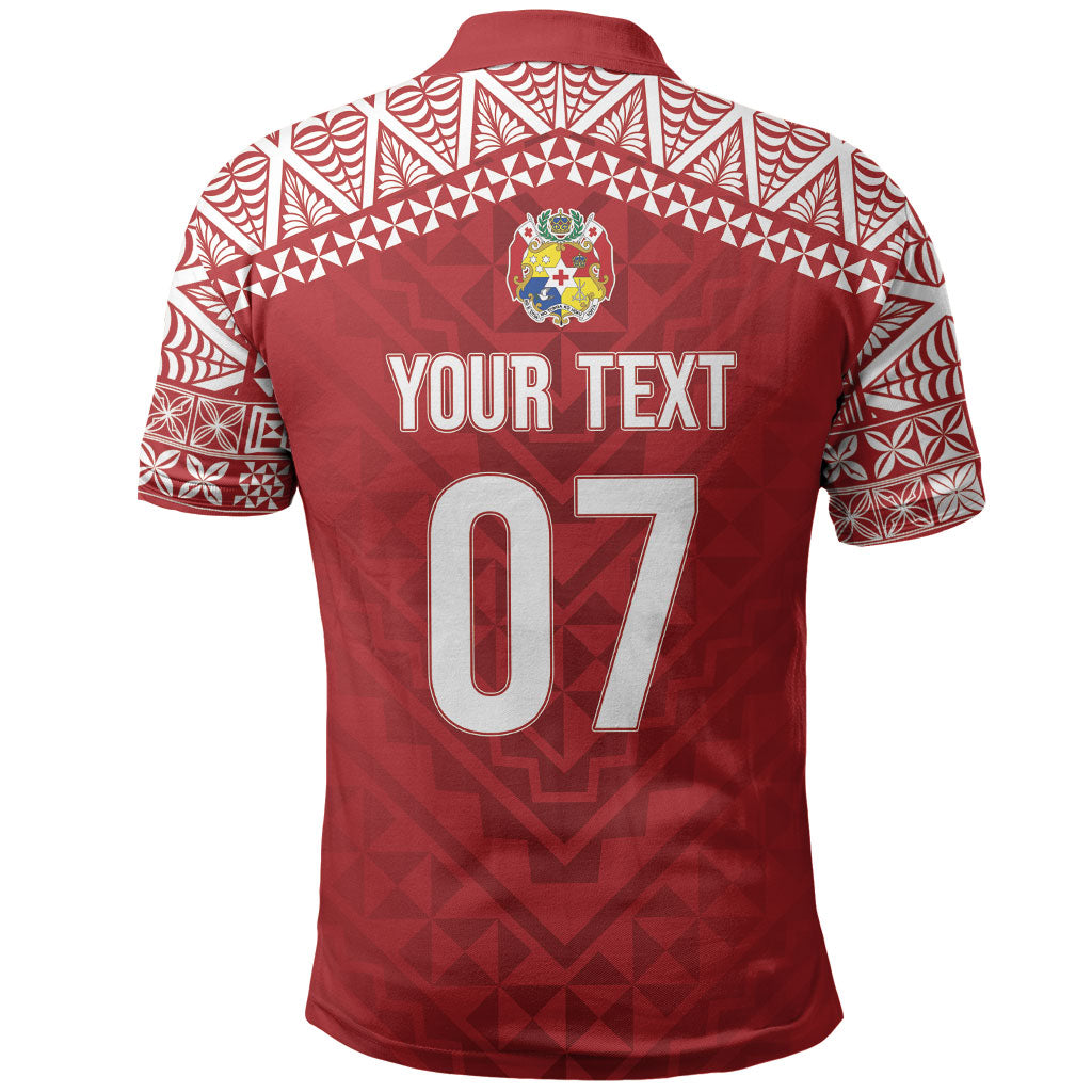 Mate Ma'a Tonga Rugby Custom Kupesi Motifs Polo Shirt Red Waves