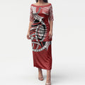 Mate Ma'a Tonga Rugby Custom Kupesi Motifs Puletasi Red Waves
