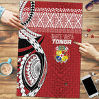 Mate Ma'a Tonga Rugby Kupesi Motifs Puzzle Red Waves