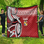 Mate Ma'a Tonga Rugby Kupesi Motifs Quilt Red Waves