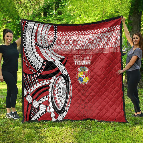 Mate Ma'a Tonga Rugby Kupesi Motifs Quilt Red Waves