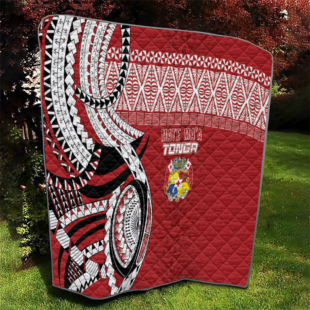 Mate Ma'a Tonga Rugby Kupesi Motifs Quilt Red Waves