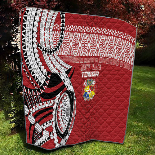 Mate Ma'a Tonga Rugby Kupesi Motifs Quilt Red Waves