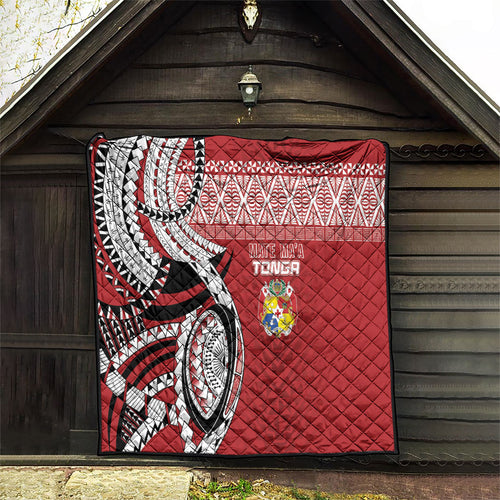 Mate Ma'a Tonga Rugby Kupesi Motifs Quilt Red Waves
