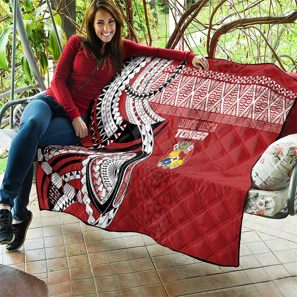Mate Ma'a Tonga Rugby Kupesi Motifs Quilt Red Waves
