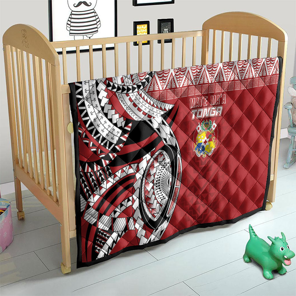 Mate Ma'a Tonga Rugby Kupesi Motifs Quilt Red Waves