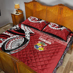 Mate Ma'a Tonga Rugby Kupesi Motifs Quilt Bed Set Red Waves