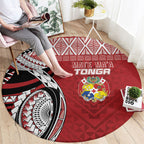 Mate Ma'a Tonga Rugby Kupesi Motifs Round Carpet Red Waves