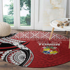Mate Ma'a Tonga Rugby Kupesi Motifs Round Carpet Red Waves