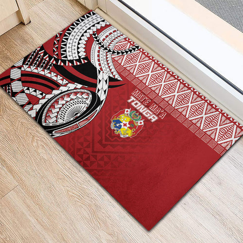 Mate Ma'a Tonga Rugby Kupesi Motifs Rubber Doormat Red Waves