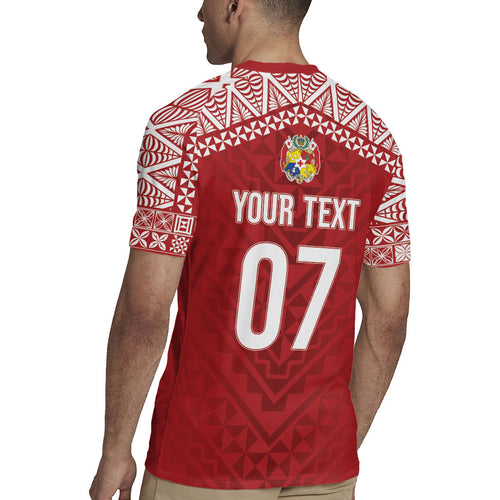 Mate Ma'a Tonga Rugby Custom Kupesi Motifs Rugby Jersey Red Waves