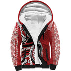 Mate Ma'a Tonga Rugby Custom Kupesi Motifs Sherpa Hoodie Red Waves