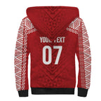 Mate Ma'a Tonga Rugby Custom Kupesi Motifs Sherpa Hoodie Red Waves