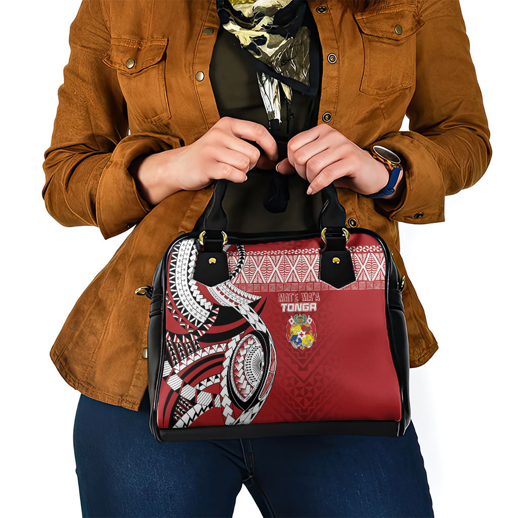 Mate Ma'a Tonga Rugby Kupesi Motifs Shoulder Handbag Red Waves