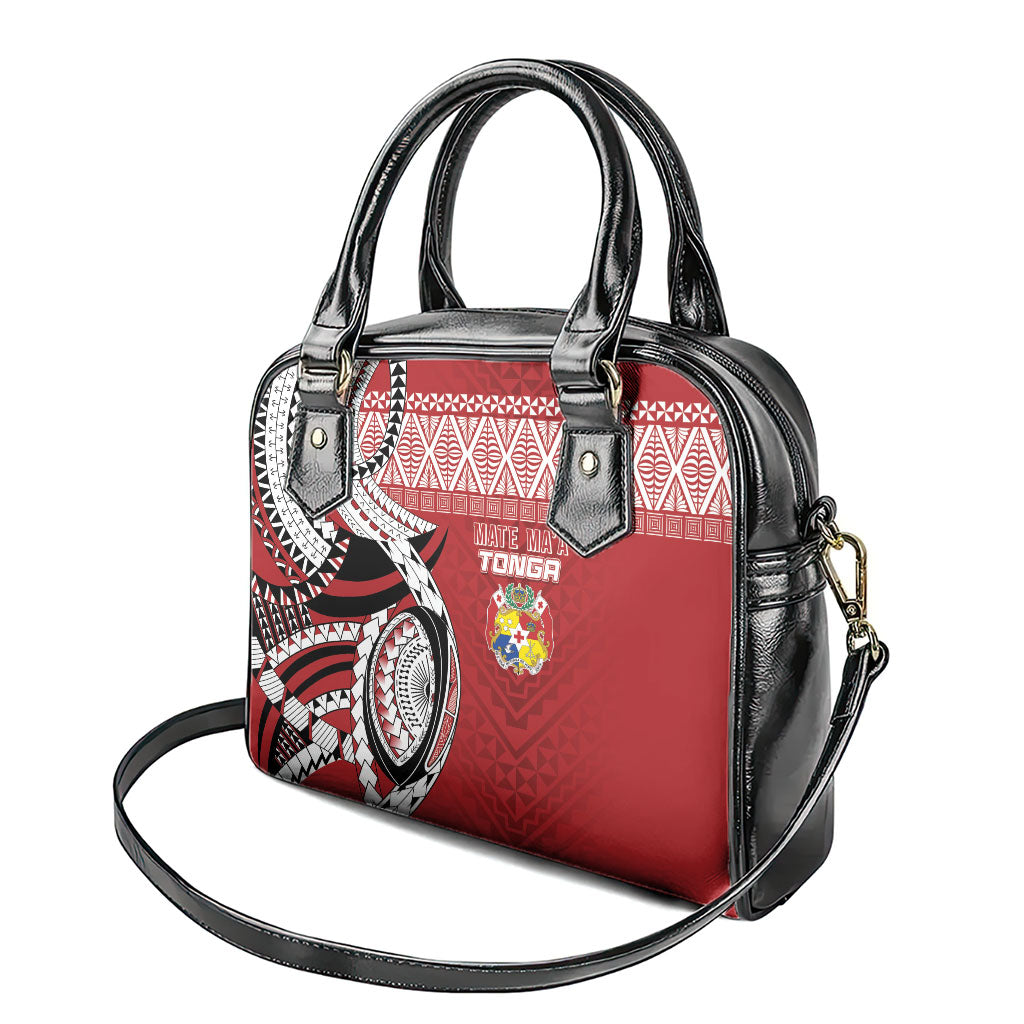 Mate Ma'a Tonga Rugby Kupesi Motifs Shoulder Handbag Red Waves
