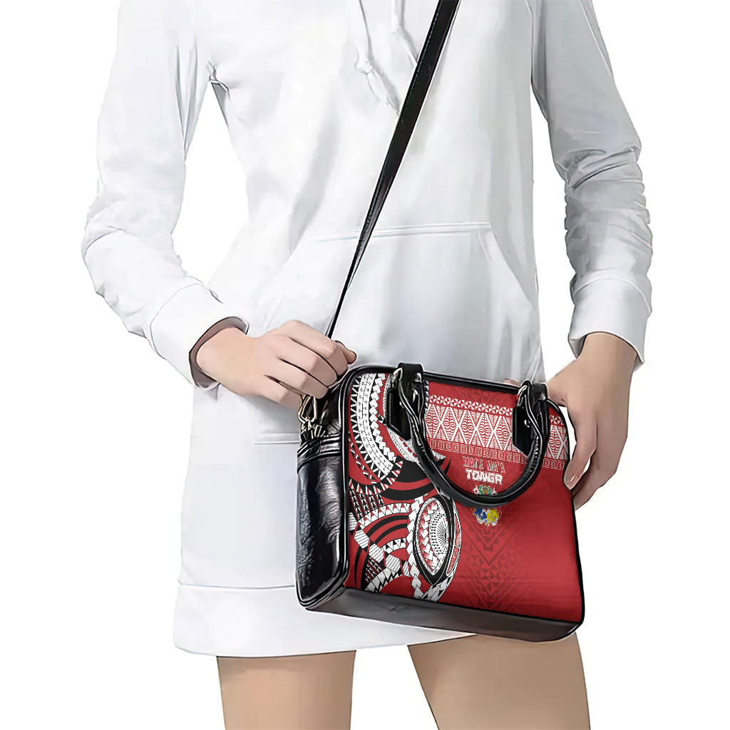 Mate Ma'a Tonga Rugby Kupesi Motifs Shoulder Handbag Red Waves