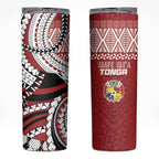 Mate Ma'a Tonga Rugby Kupesi Motifs Skinny Tumbler Red Waves