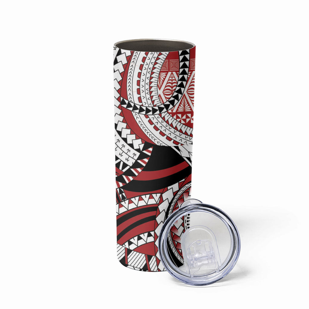 Mate Ma'a Tonga Rugby Kupesi Motifs Skinny Tumbler Red Waves