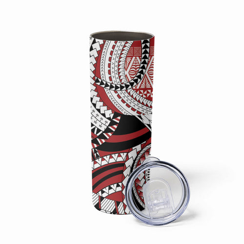 Mate Ma'a Tonga Rugby Kupesi Motifs Skinny Tumbler Red Waves