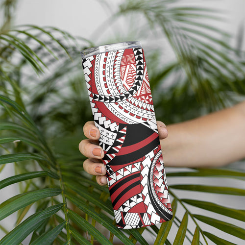 Mate Ma'a Tonga Rugby Kupesi Motifs Skinny Tumbler Red Waves