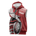 Mate Ma'a Tonga Rugby Custom Kupesi Motifs Sleeveless Hoodie Red Waves