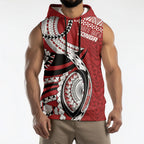Mate Ma'a Tonga Rugby Custom Kupesi Motifs Sleeveless Hoodie Red Waves