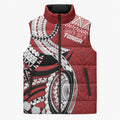 Mate Ma'a Tonga Rugby Custom Kupesi Motifs Sleeveless Puffer Jacket Red Waves
