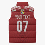 Mate Ma'a Tonga Rugby Custom Kupesi Motifs Sleeveless Puffer Jacket Red Waves