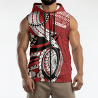 Mate Ma'a Tonga Rugby Custom Kupesi Motifs Sleeveless Zip Hoodie Red Waves
