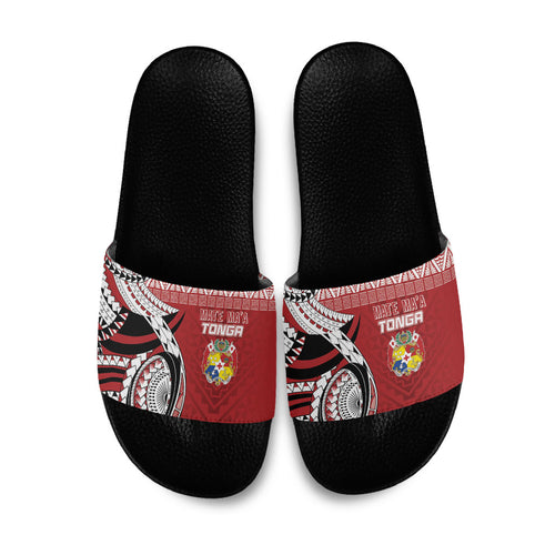 Mate Ma'a Tonga Rugby Kupesi Motifs Slide Sandals Red Waves
