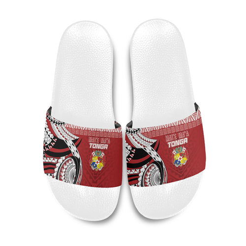 Mate Ma'a Tonga Rugby Kupesi Motifs Slide Sandals Red Waves