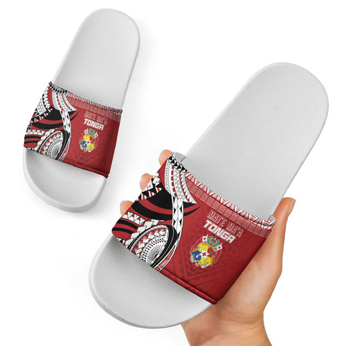 Mate Ma'a Tonga Rugby Kupesi Motifs Slide Sandals Red Waves