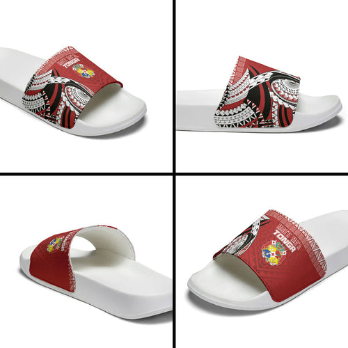 Mate Ma'a Tonga Rugby Kupesi Motifs Slide Sandals Red Waves