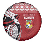 Mate Ma'a Tonga Rugby Kupesi Motifs Spare Tire Cover Red Waves