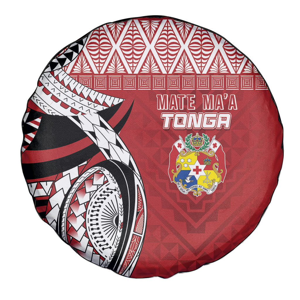 Mate Ma'a Tonga Rugby Kupesi Motifs Spare Tire Cover Red Waves