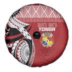 Mate Ma'a Tonga Rugby Kupesi Motifs Spare Tire Cover Red Waves