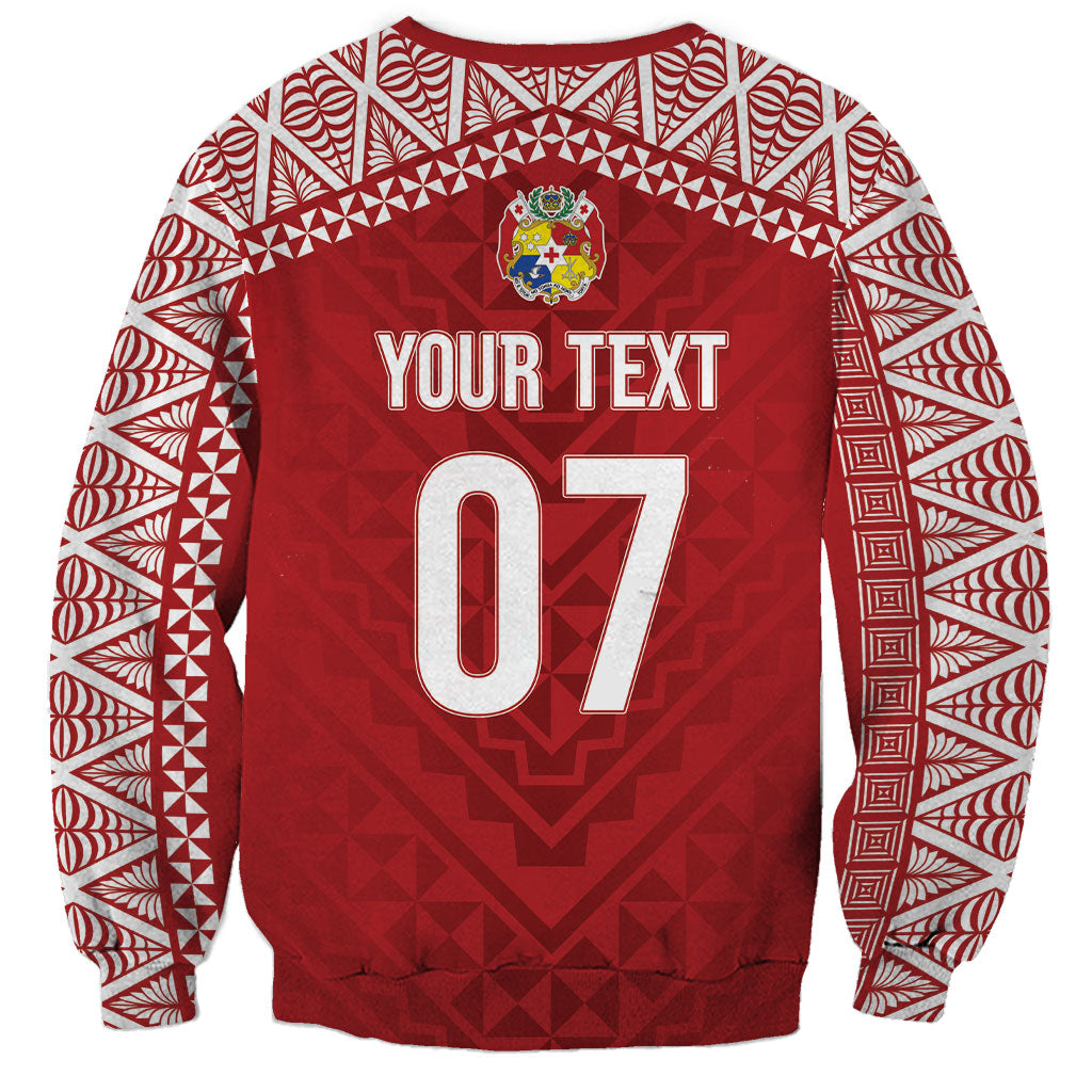 Mate Ma'a Tonga Rugby Custom Kupesi Motifs Sweatshirt Red Waves