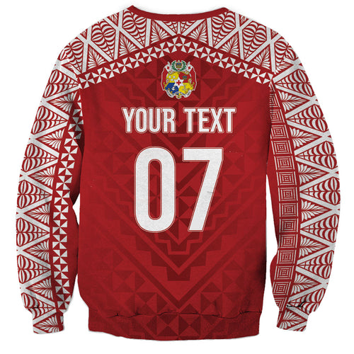 Mate Ma'a Tonga Rugby Custom Kupesi Motifs Sweatshirt Red Waves