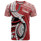 Mate Ma'a Tonga Rugby Custom Kupesi Motifs T Shirt Red Waves