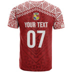Mate Ma'a Tonga Rugby Custom Kupesi Motifs T Shirt Red Waves