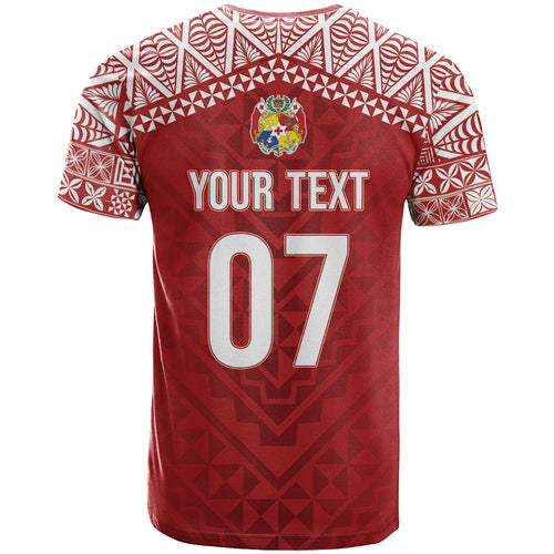 Mate Ma'a Tonga Rugby Custom Kupesi Motifs T Shirt Red Waves