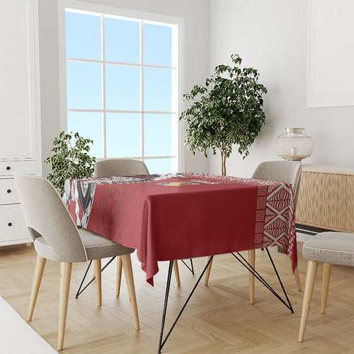 Mate Ma'a Tonga Rugby Kupesi Motifs Tablecloth Red Waves