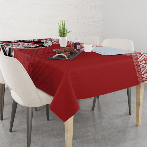 Mate Ma'a Tonga Rugby Kupesi Motifs Tablecloth Red Waves