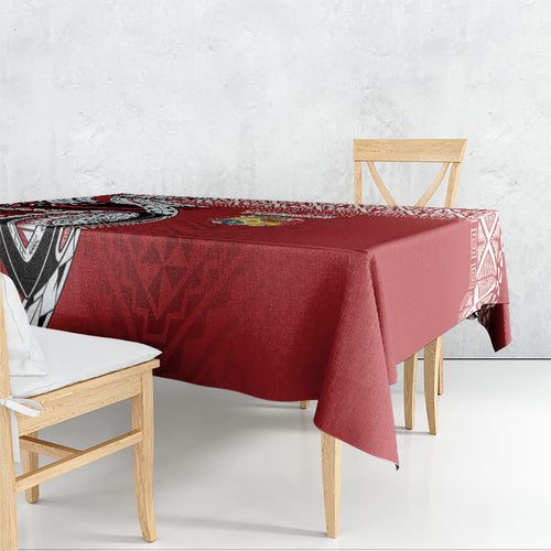 Mate Ma'a Tonga Rugby Kupesi Motifs Tablecloth Red Waves
