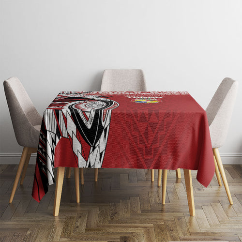 Mate Ma'a Tonga Rugby Kupesi Motifs Tablecloth Red Waves