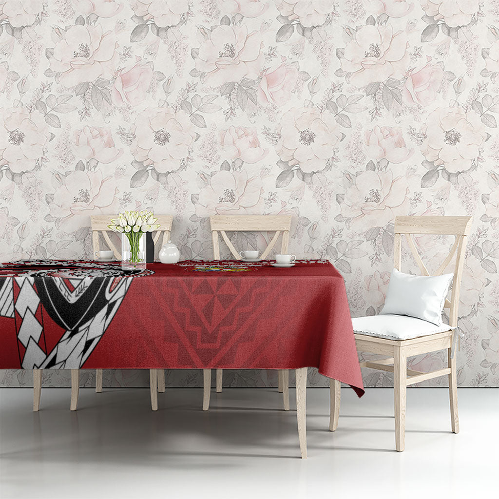 Mate Ma'a Tonga Rugby Kupesi Motifs Tablecloth Red Waves