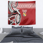 Mate Ma'a Tonga Rugby Kupesi Motifs Tapestry Red Waves