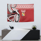 Mate Ma'a Tonga Rugby Kupesi Motifs Tapestry Red Waves