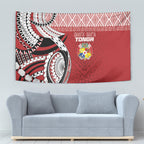 Mate Ma'a Tonga Rugby Kupesi Motifs Tapestry Red Waves