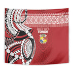 Mate Ma'a Tonga Rugby Kupesi Motifs Tapestry Red Waves